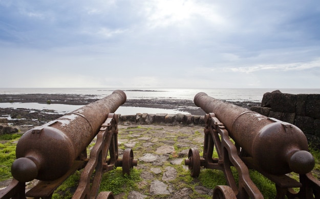Cannons on the beach, Alibag