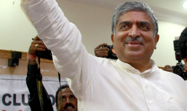 Billionaire Nandan Nilekani files papers from Bangalore South seat Billionaire Nandan Nilekani files papers from Bangalore South seat