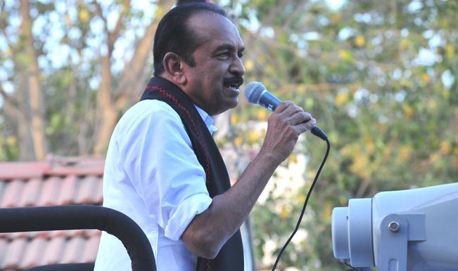 Vaiko holds protest against Sri Lankan President Mahinda Rajapaksa.