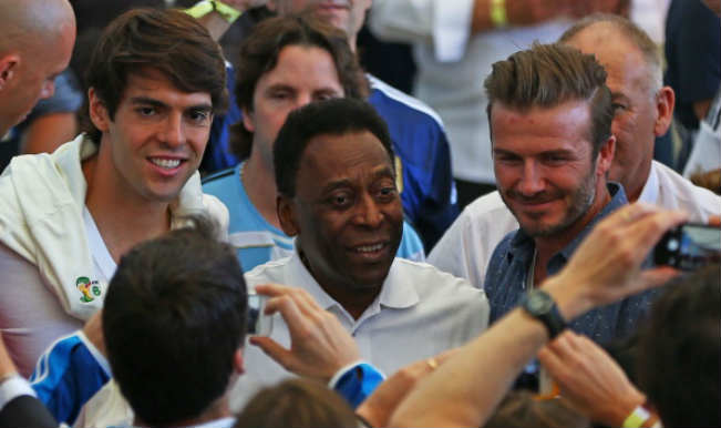 Football legends David Beckham, Pele and Kaka attend the Germany vs Argentina final Football legends David Beckham, Pele and Kaka attend the Germany vs Argentina final