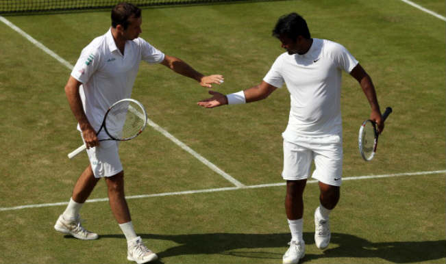 Radek Stepanek of Czech Republic and Leander Paes of India