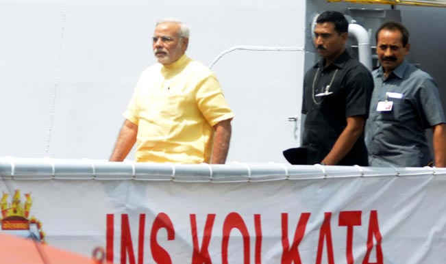 View pics of Narendra Modi inducting India's largest indigenous warship INS Kolkata View pics of Narendra Modi inducting India’s largest indigenous warship INS Kolkata