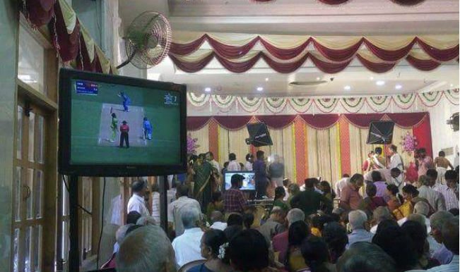 India vs Pakistan 2015 World Cup match being telecast during a marriage. No wonder Cricket is religion in India. Courtesy: India.com