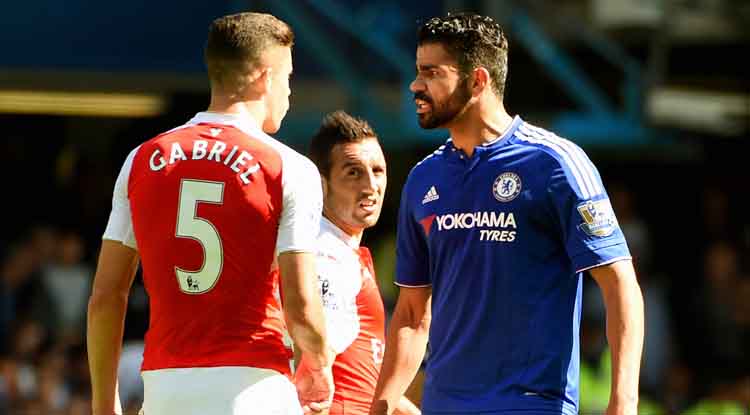 Gabriel Red Card: Diego Costa bullies his way to stay on the pitch as Chelsea win 2-0 against Arsenal Gabriel Red Card: Diego Costa bullies his way to stay on the pitch as Chelsea win 2-0 against Arsenal