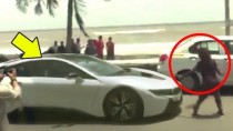 Spotted: Shah Rukh Khan attacked while driving new BMW i8 in Bandra (Watch video)