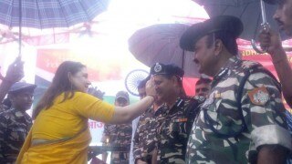 Maneka Gandhi ties rakhis to SSB jawans at India-Nepal border Maneka Gandhi ties rakhis to SSB jawans at India-Nepal border