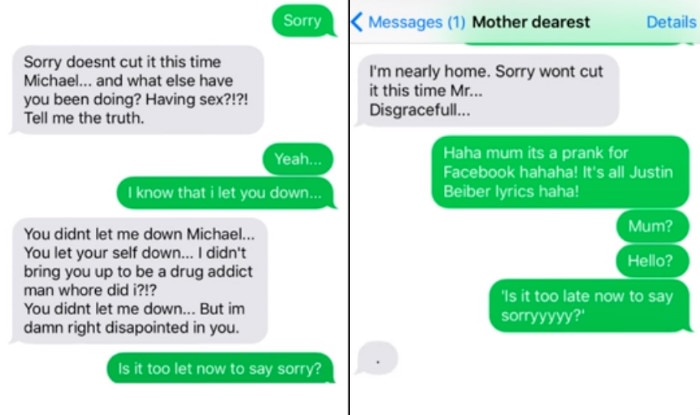 This boy pranks his Mom texting lyrics of Sorry by Justin Bieber and it
is hysterically