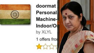 Indian Flag doormat sold on Amazon! Sushma Swaraj demands apology from Amazon & orders to remove products insulting the National Flag Indian Flag doormat sold on Amazon! Sushma Swaraj demands apology from Amazon & orders to remove products insulting the National Flag
