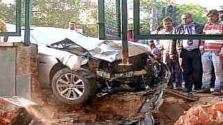 Delhi: Four injured as BMW rams into a car, auto rickshaw and boundary wall Delhi: Four injured as BMW rams into a car, auto rickshaw and boundary wall