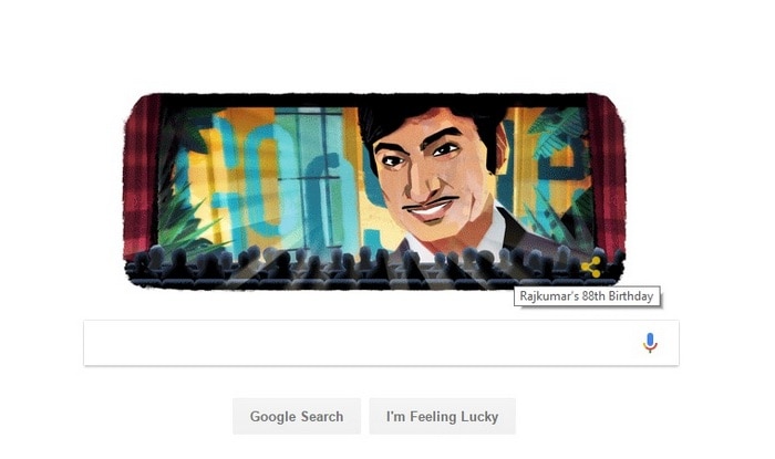 Google Doodle honours Dr Rajkumar on 88th birthday Google Doodle honours Dr Rajkumar on 88th birthday
