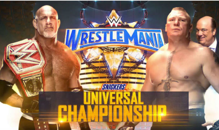 Imagini pentru wrestlemania 33 Goldberg vs. Brock Lesnar (Universal Championship)