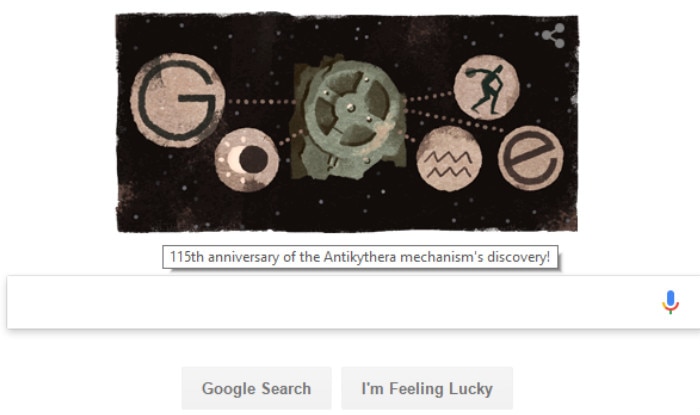 Google Doodle marks Antikythera Mechanism's discovery