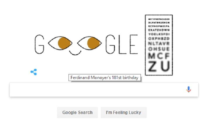 Ferdinand Monoyer, inventor of the eye test, honoured by today's Google Doodle Ferdinand Monoyer, inventor of the eye test, honoured by today's Google Doodle