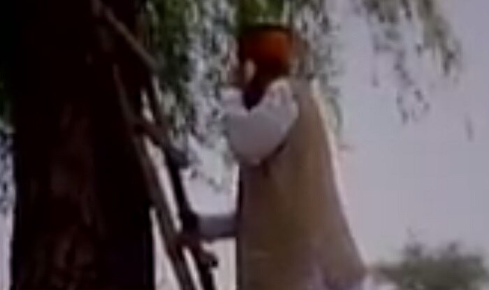 Network woes! Meghwal climbs ladder to speak on phone