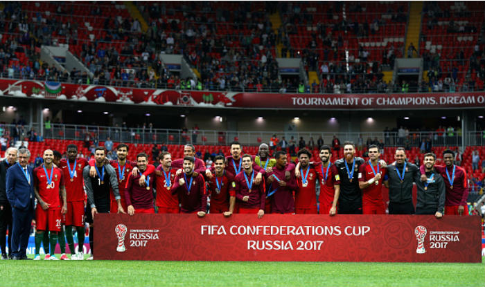 Portugal team celebrate after winning the third place playoff against Mexico in the FIFA Confederations Cup 2017 | Getty Images