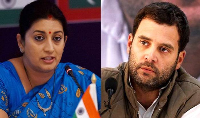 Image result for Union minister Smriti Irani with Rahul gandhi