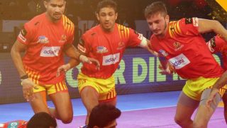 Gujarat Fortunegiants vs Telugu Titans PKL 5: Gujarat Thrash Titans 29-19 Gujarat Fortunegiants vs Telugu Titans PKL 5: Gujarat Thrash Titans 29-19