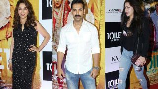 Madhuri Dixit, Sara Ali Khan, John Abraham Clicked At The Special Screening Of Toilet: Ek Prem Katha - View Pics Madhuri Dixit, Sara Ali Khan, John Abraham Clicked At The Special Screening Of Toilet: Ek Prem Katha - View Pics