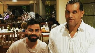 Virat Kohli Meets WWE Star The Great Khali Virat Kohli Meets WWE Star The Great Khali