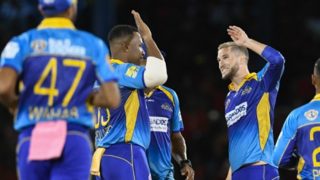 Kieron Pollard Slammed For Bowling No-Ball to Deny Evin Lewis Chance of Century Kieron Pollard Slammed For Bowling No-Ball to Deny Evin Lewis Chance of Century