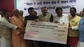 Maharashtra BJP Donates Rs 1.25 Crore to Party's Bihar Unit For Flood Relief Work, Tejashwi Yadav Spots 'Scandal' Maharashtra BJP Donates Rs 1.25 Crore to Party's Bihar Unit For Flood Relief Work, Tejashwi Yadav Spots 'Scandal'