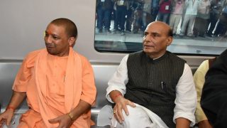 Yogi Adityanath, Rajnath Singh Flag-off Lucknow Metro, Women Drivers Operate Inaugural Ride Yogi Adityanath, Rajnath Singh Flag-off Lucknow Metro, Women Drivers Operate Inaugural Ride