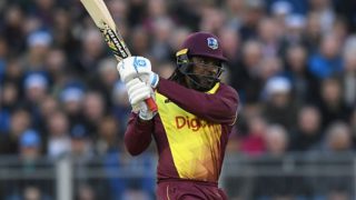 Windies Opener Chris Gayle Becomes First Batsman to Hit 100 Sixes in T20Is Windies Opener Chris Gayle Becomes First Batsman to Hit 100 Sixes in T20Is
