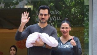 Esha Deol And Husband Bharat Takhtani Pose With Their Baby Girl Outside The Hospital Esha Deol And Husband Bharat Takhtani Pose With Their Baby Girl Outside The Hospital