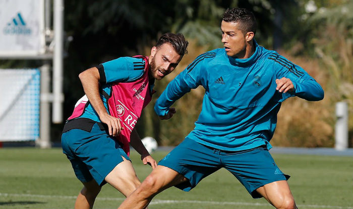 Cristiano Ronaldo trains ahead of the match