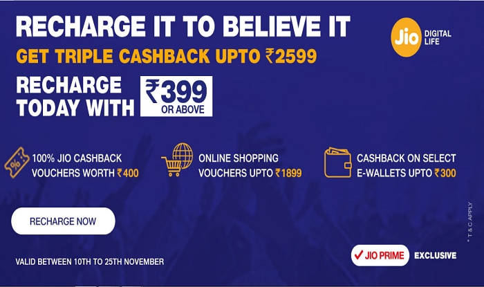 Reliance Jio Triple Cashback Offer: Recharge For Rs 399 And Above And ...