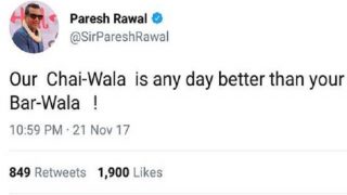 Paresh Rawal Deletes 'Chai Wala vs Bar Wala' Tweet, Apologises For 'Hurting Sentiments' Paresh Rawal Deletes 'Chai Wala vs Bar Wala' Tweet, Apologises For 'Hurting Sentiments'