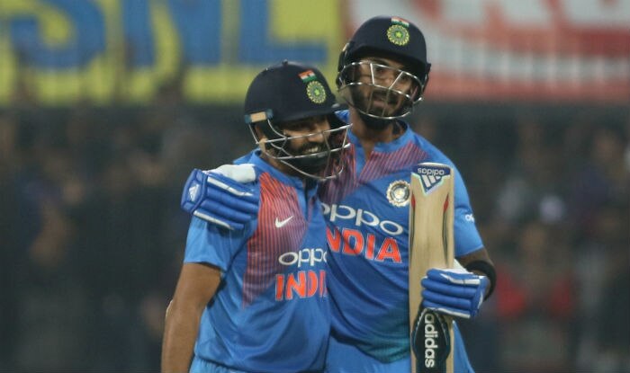 KL Rahul and Rohit Sharma during the second T20I between India and Sri Lanka at Indore | IANS Photo