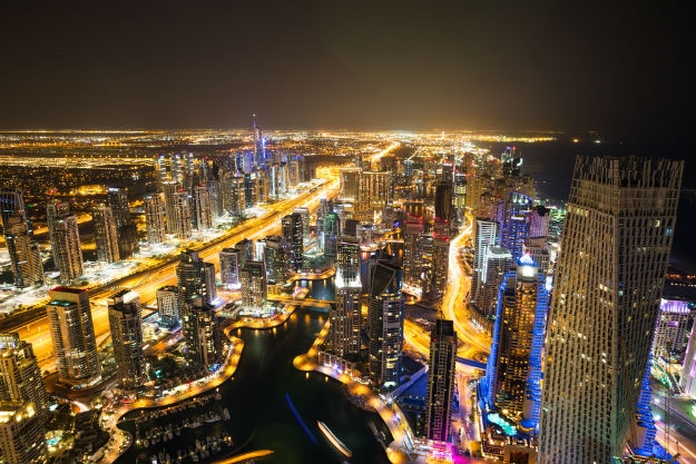 Dubai-Marina-skyscrapers-at-night-shutterstock_259769048