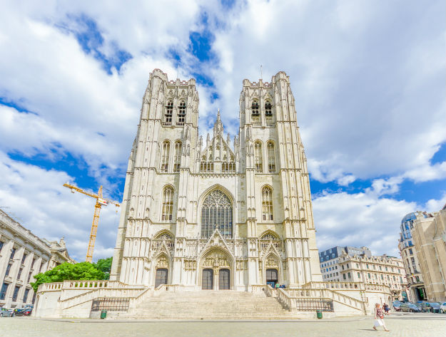 front view Cathedral of St Michael and St Gudula
