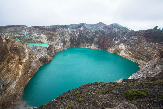 Lakes at the summit of the Kelimutu volcano in Flores