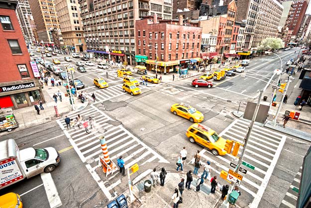 Taxis on a regular New York street