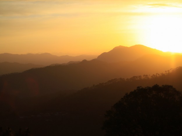 Sun-rising behind the Himalayas in Kasauli, Himachal Pradesh, India
