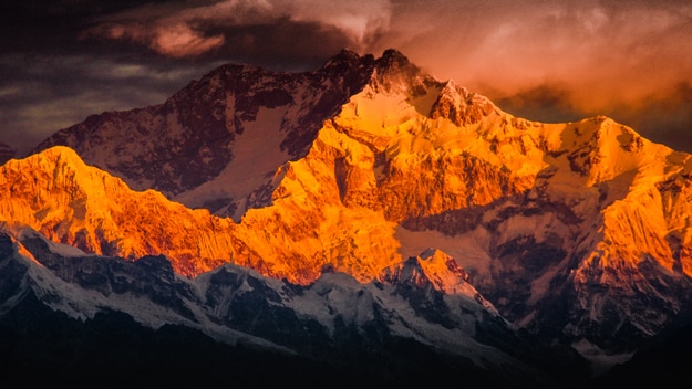Mountain Kanchenjunga as seen from Tiger Hill, Darjeeling