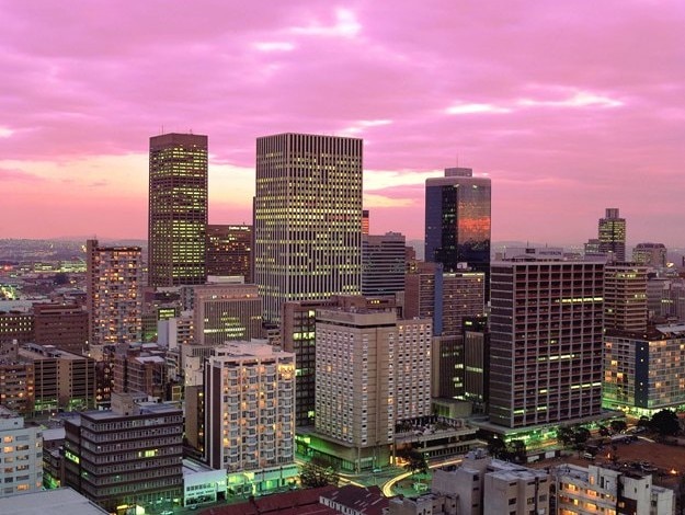 Dusk over Johannesburg City Centre, Photograph courtesy: South African Tourism