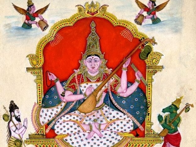 A painting of goddess Saraswati from the British Museum archive, Photograph Courtesy: Wikimedia Commons