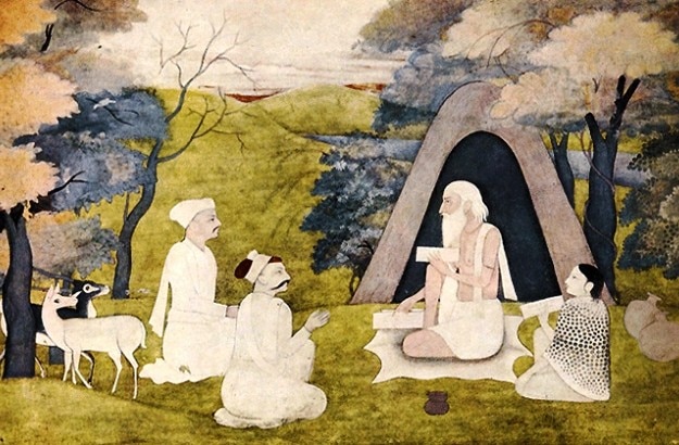 The Poet Valmiki, teaching Ramayana to Kusa and Lava, Photograph Courtesy: Kangra School/Wikimedia Commons