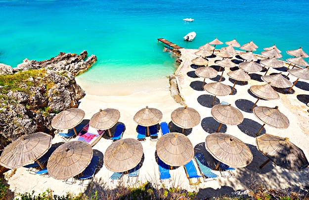 Sunshade umbrellas in Albania