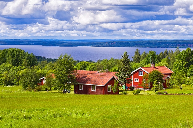 Sweden village wooden houses