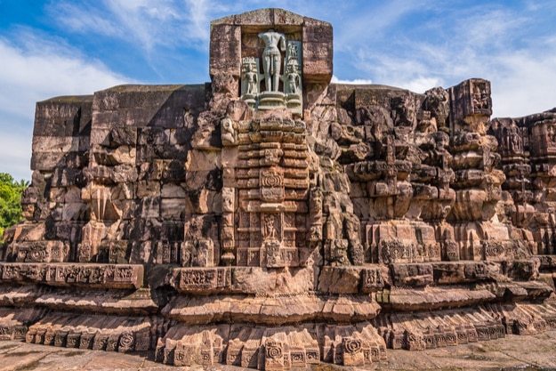 A part of the ancient temple of Sun god, currently under ruins at Konark, Odisha