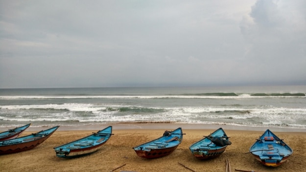 Boats at the Gopalpur seashore