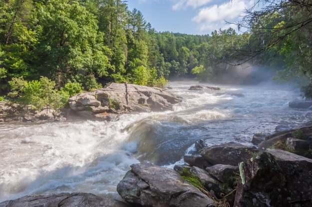 Bull Sluice rapid, following heavy rain, on the Chattooga river. Popular with whitewater boaters