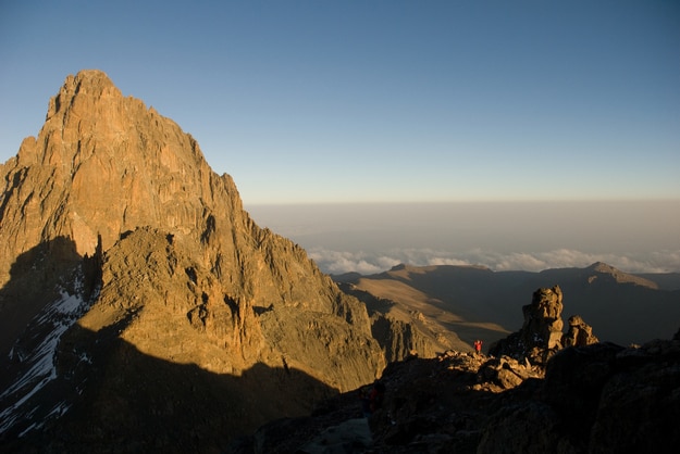 Climber almost at the top of Mount Kenya
