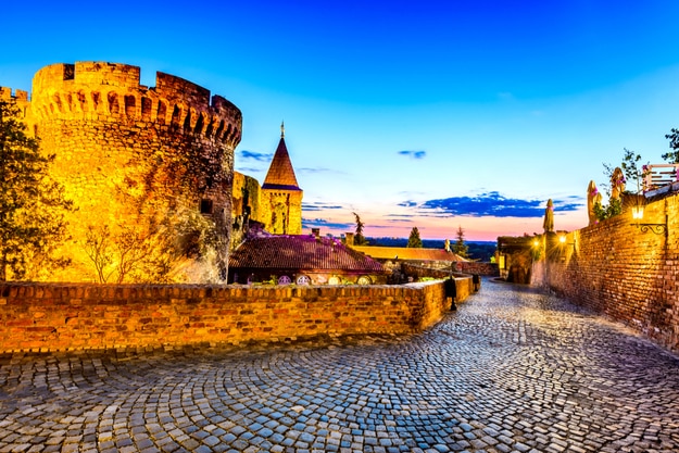 Kalemegdan Fortress in the night, ancient Singidunum