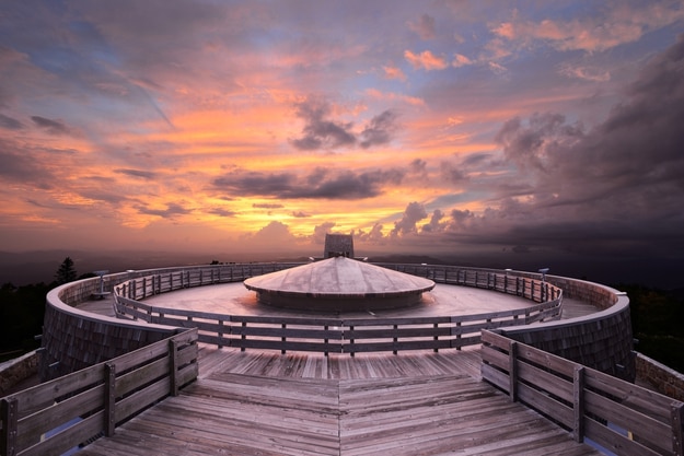 Mountaintop observatory at sunset on Brasstown Bald, the highest point in Georgia