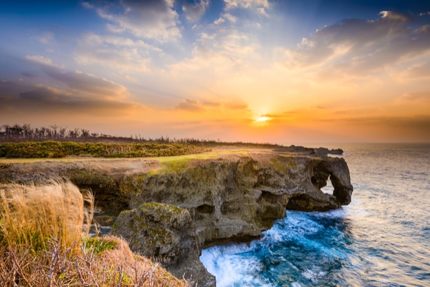 Okinawa, Japan at Manzamo Cape during sunset